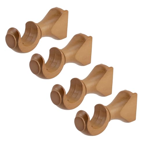Solid Wood Curtain Rod Brackets for 1-3/8 Inch Poles, Set of 4