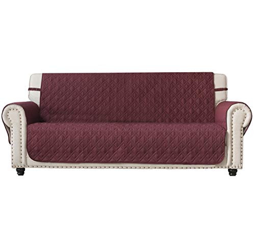 Waterproof Sofa Slipcover - Quilted Furniture Protector for Pets & Kids (Burgundy, 68")