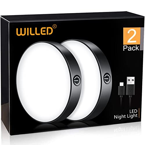 Dimmable Rechargeable LED Tap Light - Magnetic Stick-On Puck Light (2 Pack)