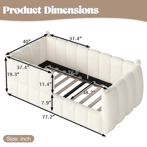 Twin Size Montessori Floor Bed with Teddy Fleece Padded Safety Rails