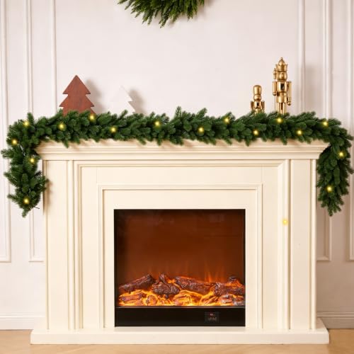 6FT Prelit Norfolk Pine Garland - Artificial Christmas Wreath with LED Lights, Lush Realistic Foliage, Indoor Outdoor Decor