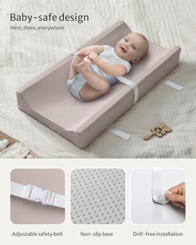 Blissful Diary Vegan Leather Waterproof Baby Changing Pad - Taupe