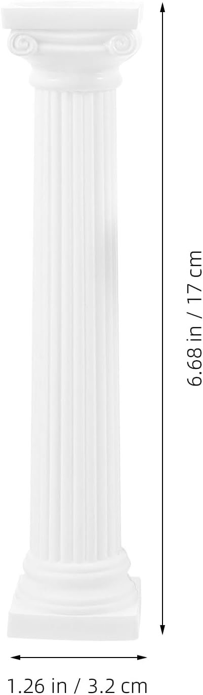 Totority Miniature White Plastic Roman Columns - 6Pcs 6.7 Inch Tall Architectural Decor for Parties & Photography