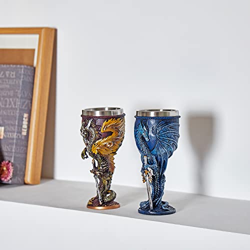 Blue Dragon Goblet - 7 oz Stainless Steel & Resin Wine Chalice