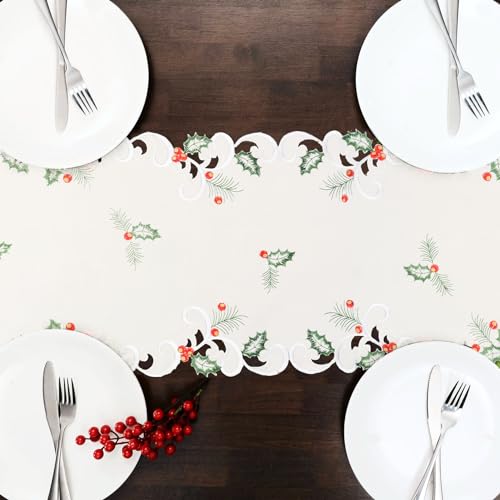 Grelucgo Embroidered Nutcrackers Xmas Table Runner 14x69 Inches Holiday Decor