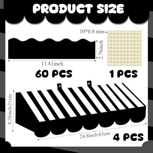 Black Striped Classroom Awning and Bulletin Board Border Trim Set