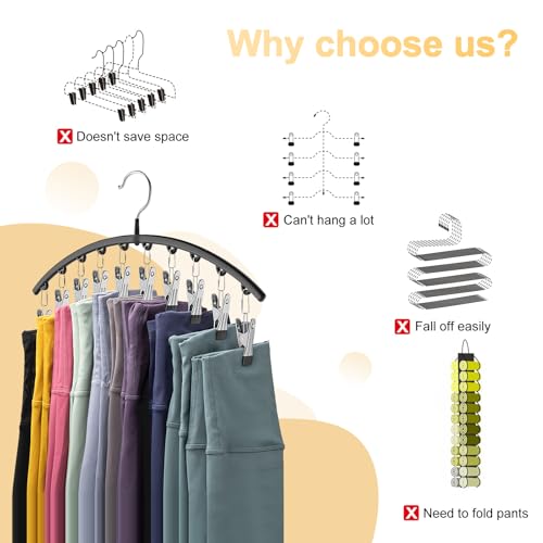 Leggings Organizer for Closet 2-Pack Metal Yoga Pants Hangers with 20 Clips