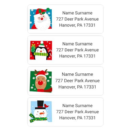 Fun Christmas Mix Return Address Labels Set of 100 | Personalized Holiday Labels
