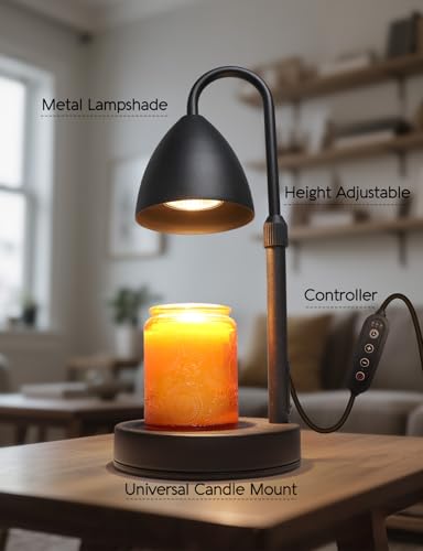 Dimmable Candle Warmer Lamp with Timer - Height Adjustable Wax Melter
