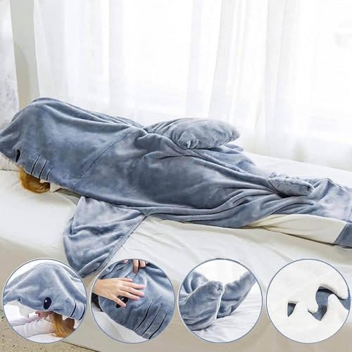 XXL Shark Blanket Hoodie - Soft Fleece Wearable Shark Sleeping Bag
