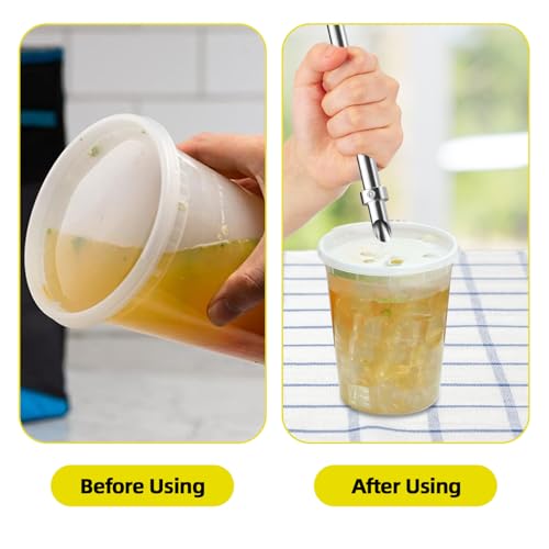 6-Piece Lemonade Stand Kit with Stainless Steel Straws, Muddler & Brushes - Professional Beverage Tools