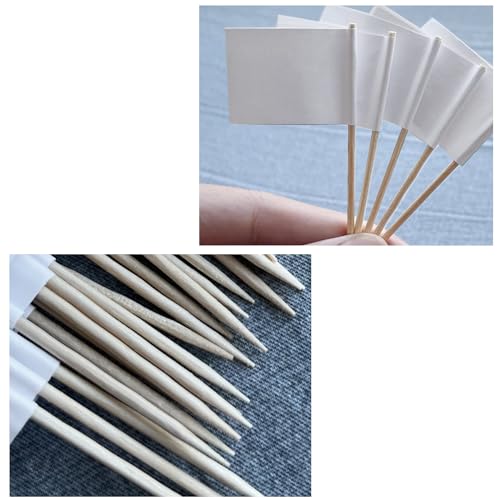 MTRSOCHO White Blank Toothpick Flags 100 Pack for Food Labeling & Party Decor