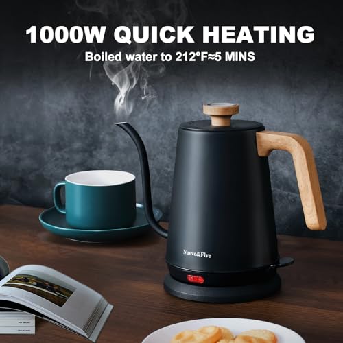 Electric Gooseneck Kettle with Thermometer, 1.0L Pour Over Coffee Kettle