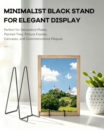 6-Inch Metal Plate Stand Display Easel - 3 Pack Black Iron Book Holder