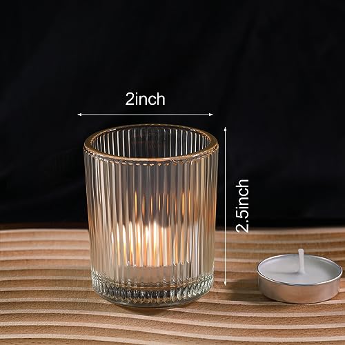 24 Pack Clear Ribbed Votive Candle Holders - 2x2.5 Inch Glass for Weddings & Events