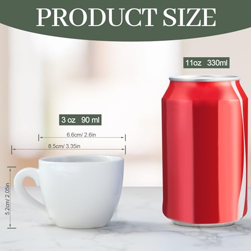 Reallnaive 16-Pack 3oz Porcelain Espresso Cups - White Tiny Coffee & Tea Mugs Set