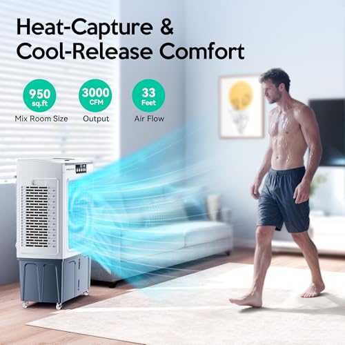 Evaporative Air Cooler 3500CFM 12-Gallon Portable Swamp Cooler with Remote