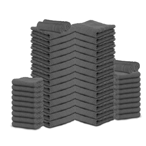 50 Pack Cotton Hand Towels - 16x27 Inch Grey Salon & Spa Towels