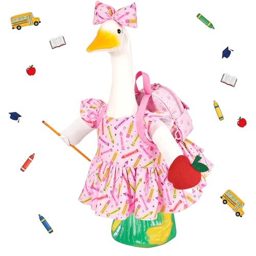 Back to School Porch Goose Outfit for 23-Inch Lawn Statue