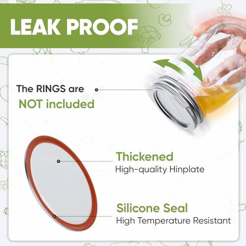 70mm Regular Mouth Mason Jar Lids - 48 Pack Airtight Canning Lids
