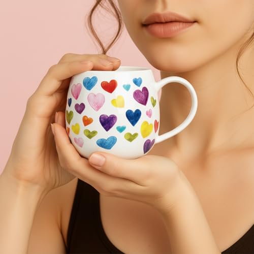 Glen Mila Cute 11oz Heart Pattern Bone China Coffee Mug