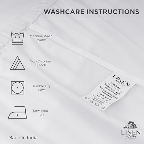 Linen Home 100% Cotton Queen Fitted Sheet - Deep Pocket Percale Weave