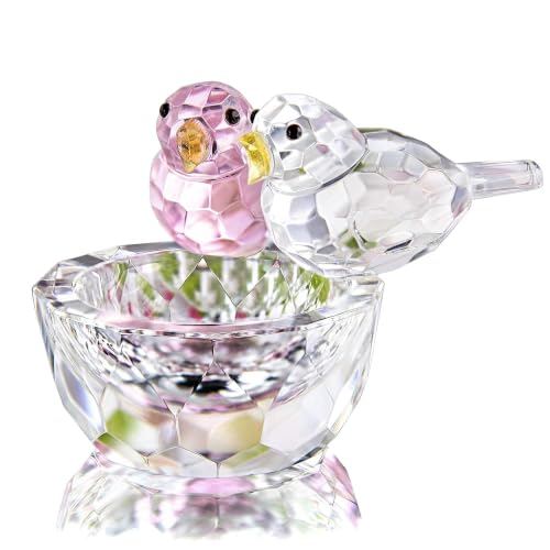 3.3-Inch K9 Crystal Bird Figurine Art Glass Paperweight Ring Holder Decor
