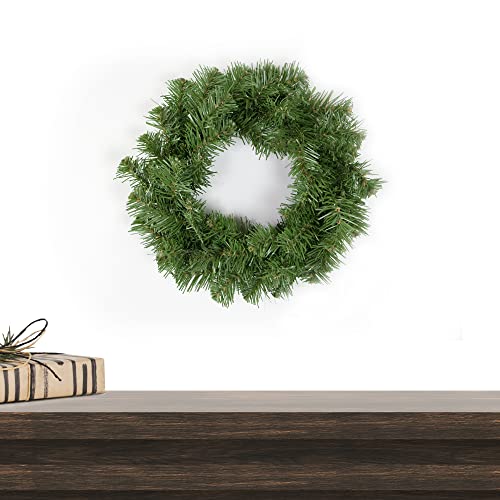 12-Inch Artificial Pine Christmas Wreath, Unlit Green Holiday Decor
