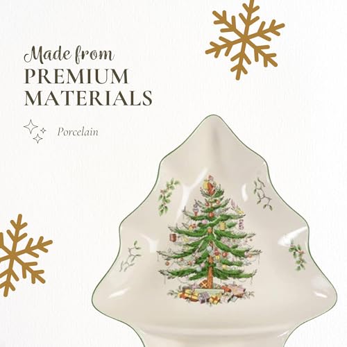 Spode Christmas Tree 14-Inch Chip & Dip (Large Pack of 2) Porcelain Tree Dish
