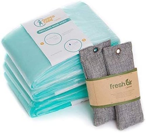 Jasclair Refill Bags for Dekor Plus Diaper Pail - Odor-Locking Multi-Layer Liners (4 Pack) | Leak-Resistant & Easy to Use