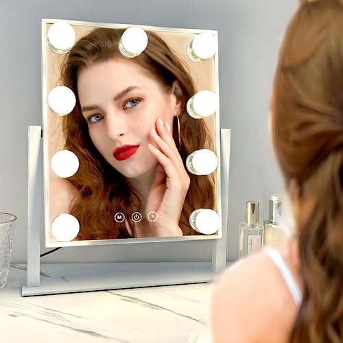 Acoolda Vanity Mirror with Lights, Hollywood Makeup 9 Dimmable LED