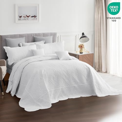 Blythease Oversized King Bedspread Set 128x120 - 5-Piece Quilt Coverlet