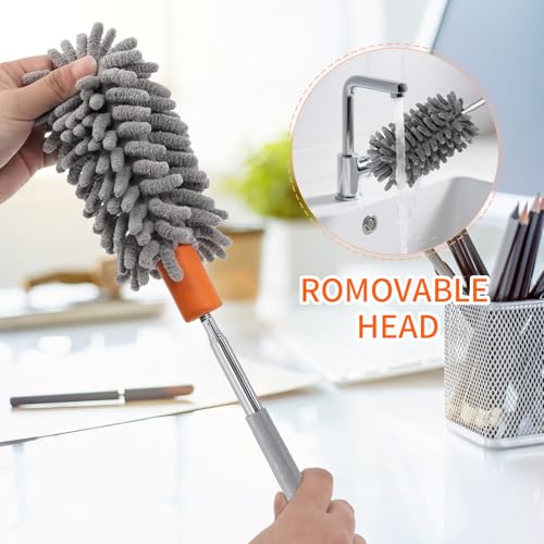360° Bendable Microfiber Mini Duster with Extendable Pole, 10-30 Inches