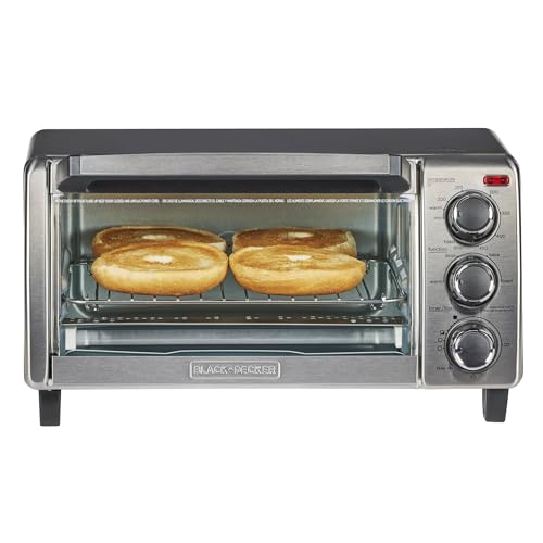 Compact 4-Slice Countertop Toaster Oven with Timer & Removable Crumb Tray