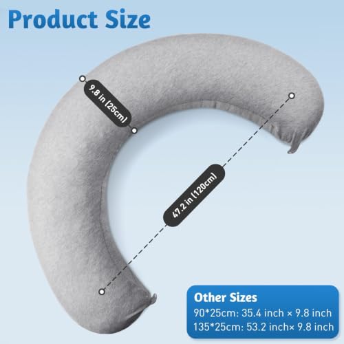C-Shaped Memory Foam Body Pillow for Pregnancy & Side Sleepers