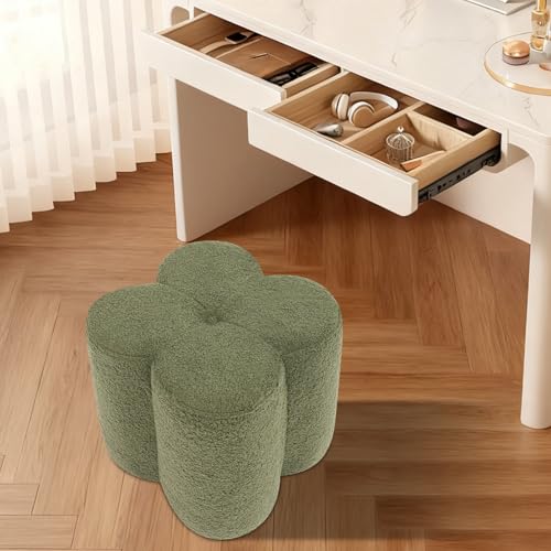 Flower Shaped Plush Pouf Ottoman - Soft Teddy Fleece Footrest Stool