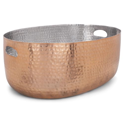 IHI Handicrafts Copper & Metal Beverage Ice Tub Set – 3 Sizes, Polished Aluminum