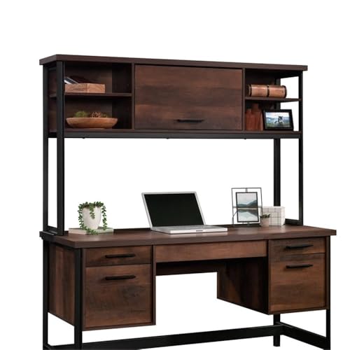 UrbanPro 60-Inch Engineered Wood and Metal Hutch with Adjustable Shelves and Barrister Door