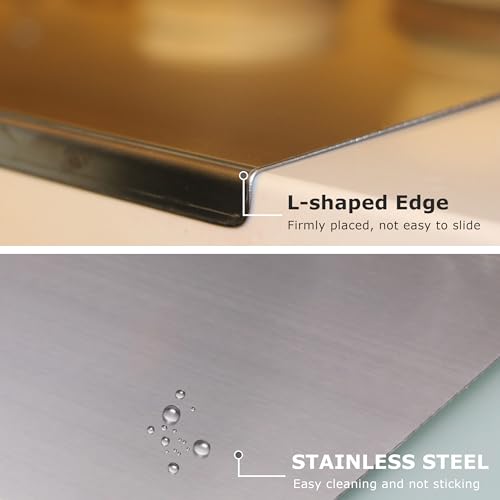 Stainless Steel Cutting Board with L-Shape Lip for Kitchen (15.7 x 11.8 in)