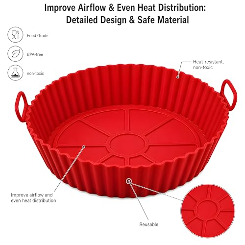 3pcs Reusable Silicone Air Fryer Liners - Heat Resistant Non-Stick Baskets