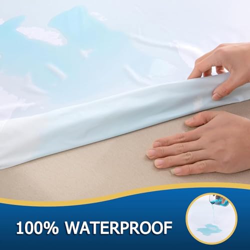 Queen Waterproof Zippered Mattress Encasement - Soft, Noiseless, Machine-Washable Cover for 7"-15" Deep Mattresses
