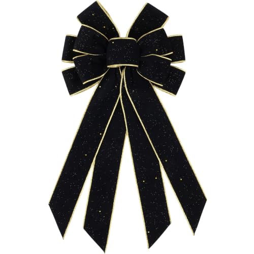 NUVCELKA Black Velvet Bow Tree Topper Large Christmas Wreath Bow 20.9in