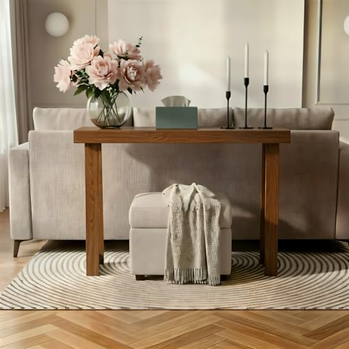 Solid Wood Classic Console Table, 36 Inch Narrow Entryway Table - Pecan