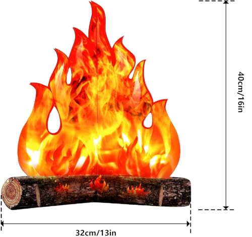 Boao 2 Sets 3D Cardboard Campfire Decor 16 x 13 Inch Gold Orange