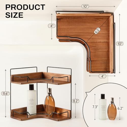 2-Tier Wooden Corner Shelf Organizer for Bathroom Vanity & Countertop