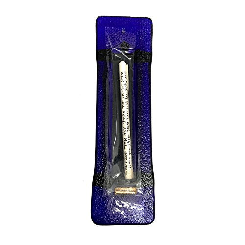 Twelve Tribes Mezuzah Case - Midnight Blue Fused Art Glass, 5.25 Inches