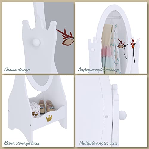 Kids Dress Up Storage Center with Full Length Mirror and Clothing Rack