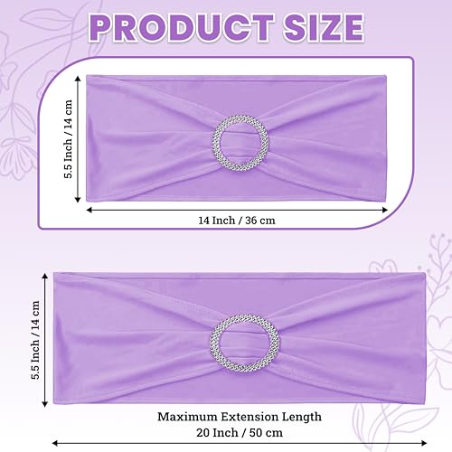 Spandex Chair Sashes with Slider Buckle - Pack of 100 Lavender Stretch Bands