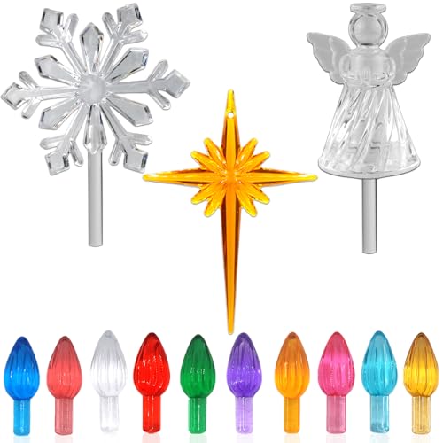 Ceramic Christmas Tree Replacement Bulbs & Toppers - 110 Piece Peg Light Set