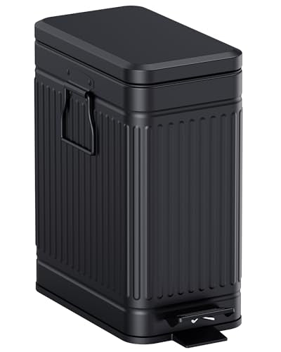 Small Stainless Steel Trash Can with Lid and Pedal - 10L/2.6 Gal Black